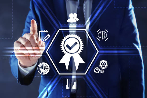 istock Man pointing at virtual screen with different icons, closeup 1398269851