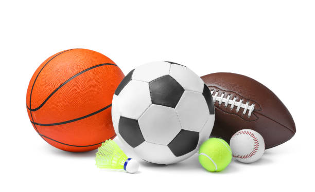 istock Set of different sport balls and shuttlecock on white background 1398271918