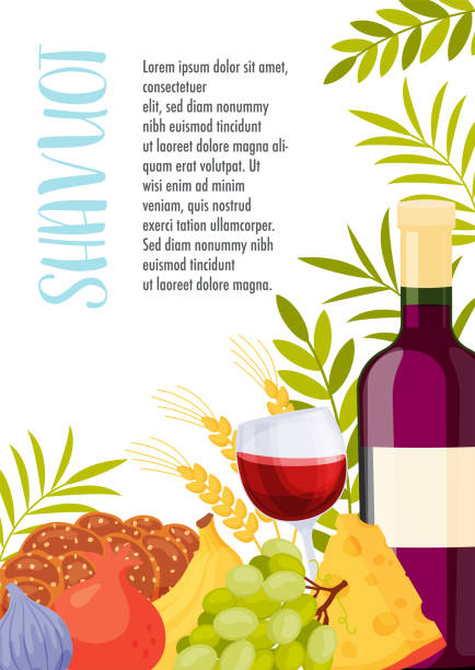 ilustrações, clipart, desenhos animados e ícones de feliz dia de shavuot - kosher wine