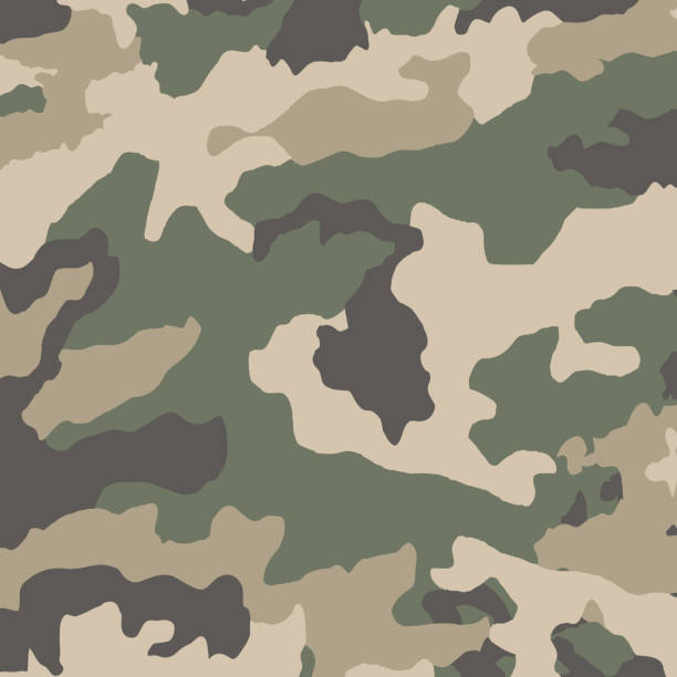 grüne armeeflora hintergrundtextur - vektorillustration - camouflage stock-grafiken, -clipart, -cartoons und -symbole