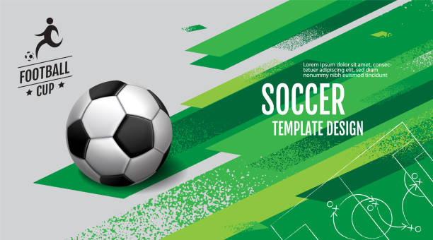 illustrazioni stock, clip art, cartoni animati e icone di tendenza di progettazione layout calcio, calcio, sfondo illustrazione. - campionato