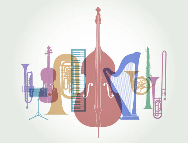 ilustrações, clipart, desenhos animados e ícones de instrumentos de música clássica - promenade concert