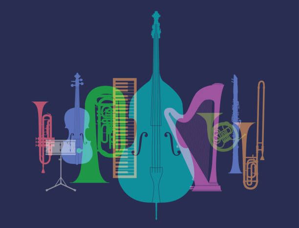 ilustrações, clipart, desenhos animados e ícones de instrumentos de música clássica - promenade concert