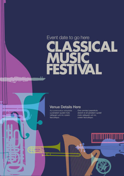 ilustrações, clipart, desenhos animados e ícones de pôster do concerto de música clássica - promenade concert
