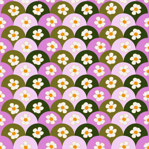 Vector illustration of Common yarrow floral blooming seamless pattern