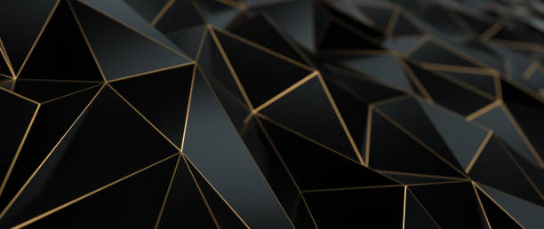 istock Abstract Black And Golden Polygonal Background - 3D Illustration 1398281775
