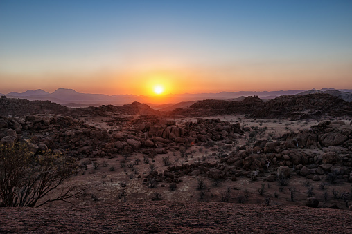 Awe sundown over Damaraland in Namibia