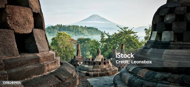 Early Morning At Borobudur Temple Stock Photo - Download Image Now - Borobudur, Indonesia, Mt Merapi