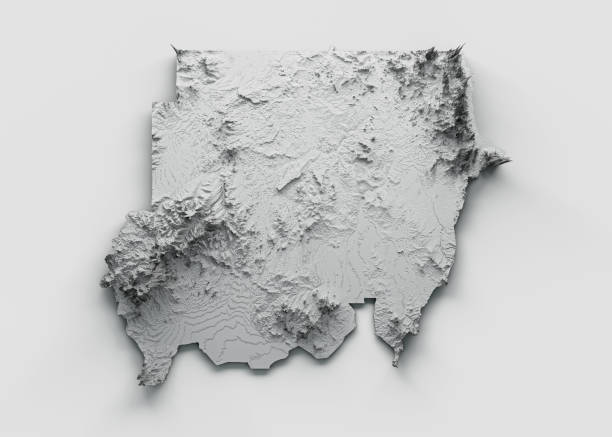 istock Sudan Map Shaded relief Color Height map on isolated Background 3d illustration 1398283479