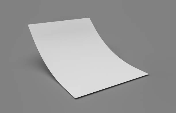 istock Bent empty paper sheet. empty paper Mockup A4 format paper with shadows on gray background 3d Illustration 1398283545