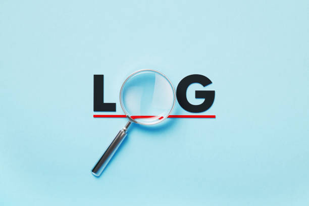istock Magnifier Forming Log Word On Blue Background 1398284644