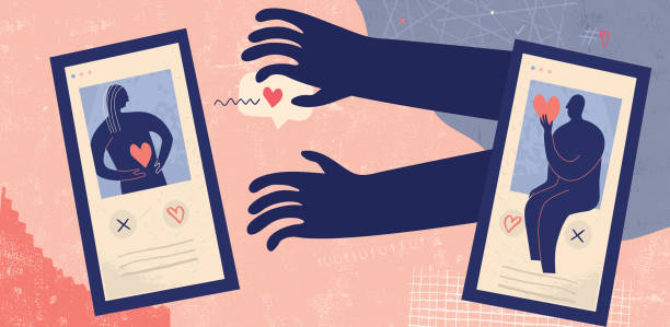 dating online privacy violations concept - aşk bulma sitesi illüstrasyonlar stock illustrations