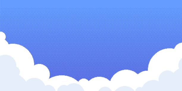 illustrazioni stock, clip art, cartoni animati e icone di tendenza di pixel cielo con nuvole. video game retrò astratto sfondo blu con nuvole bianche a 8 bit, concept art digitale. illustrazione vettoriale - nature backgrounds video