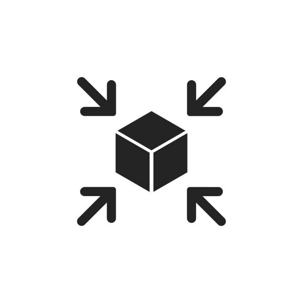 Decrease icon. Сonstriction vector symbol. Simple black diminution icon. Decrease icon. Сonstriction vector symbol. Simple black diminution icon. EPS10 minimize window stock illustrations