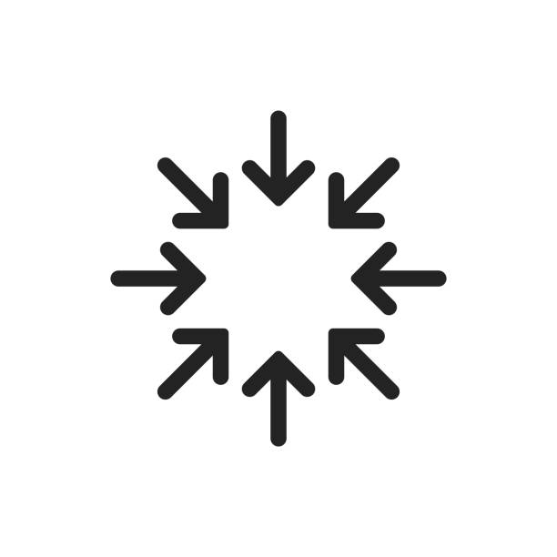 Decrease icon. Сonstriction vector symbol. Simple black diminution icon. Decrease icon. Сonstriction vector symbol. Simple black diminution icon. EPS10 minimize window stock illustrations