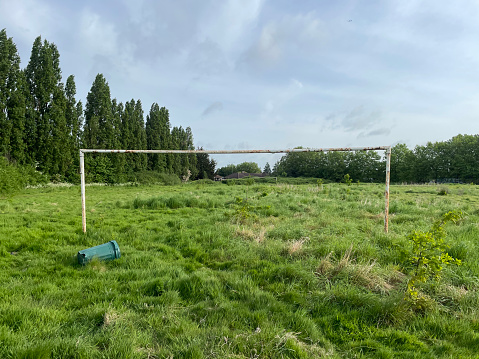 Old goal posts in a disused football ground