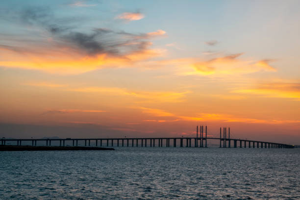 istock Qingdao Jiaozhou Bay Bridge and dusk sunset 1398299497
