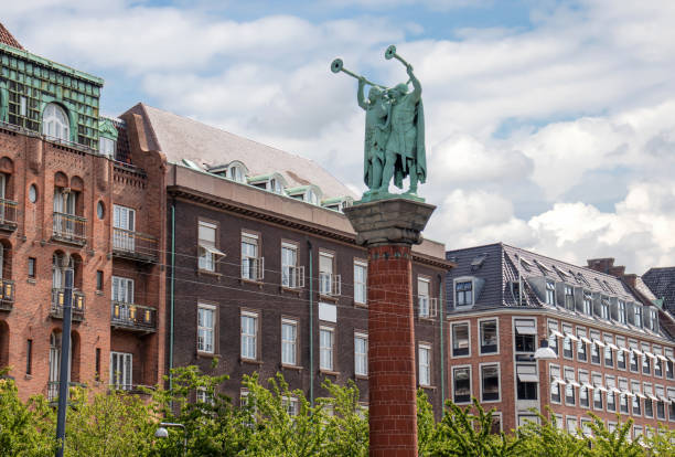 The Lur Blowers is a monument located next to City Hall in Copenhagen. Copenhagen, Denmark - May 15, 2022. The Lur Blowers is a monument located next to City Hall in Copenhagen. lur stock pictures, royalty-free photos & images