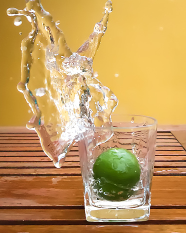 Lemon Water Splash in the Glass