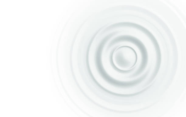 白い背景に水の波及効果。円形の波の上面図。衝撃によって共鳴するサーフェスのベクトル図。 - dairy product audio点のイラスト素材／クリップアート素材／マンガ素材／アイコン素材