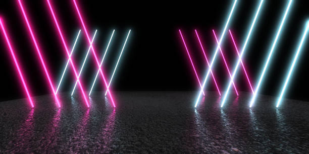 istock 3D abstract background with neon lights. neon tunnel  .space construction . .3d illustration 1398309523
