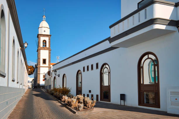 San Gines church in Arrecife spanish touristic town of Lanzarote. Spain stock photo
