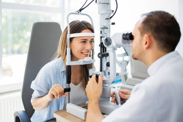 istock Young woman in modern ophthalmology clinic 1398310541