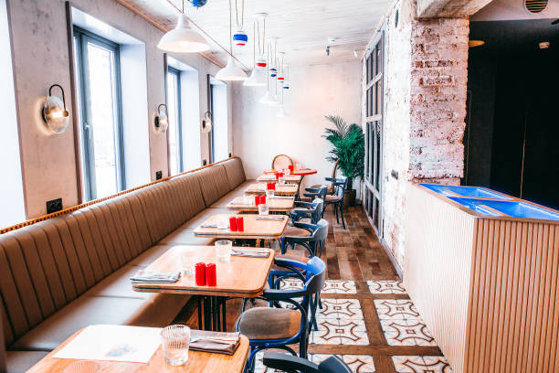 istock Interior of a modern cozy french restaurant 1398310582