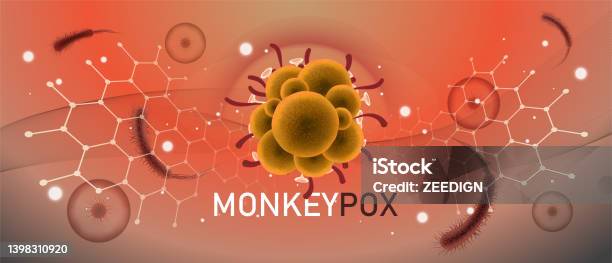 Monkeypox Virus Pandemic Design With Microscopic View Background Monkey Pox Outbreak Vector Illustration Stock Illustration - Download Image Now
