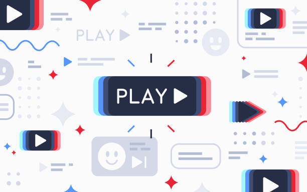 tło przycisku odtwarzania wideo - klatka video stock illustrations