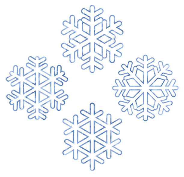 ilustraciones, imágenes clip art, dibujos animados e iconos de stock de juego de copos de nieve azules - rime
