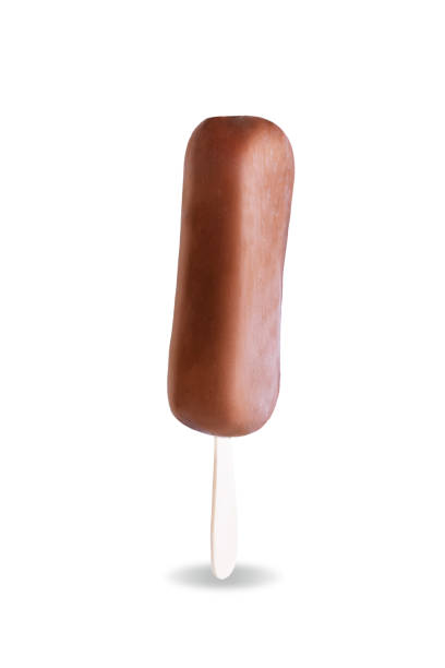 istock Chocolate vanilla ice cream with chocolate glaze on a stick on a white isolated background 1398324287