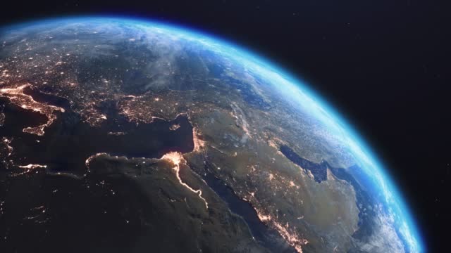 3d Animation Planet Earth At Night - Turkey, Europe zoom out 4k stock video