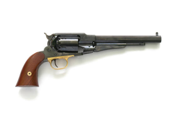 istock Black powder revolver on a white background 1398329615
