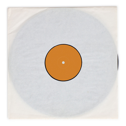 A vinyl 45rpm single record on white with clipping path