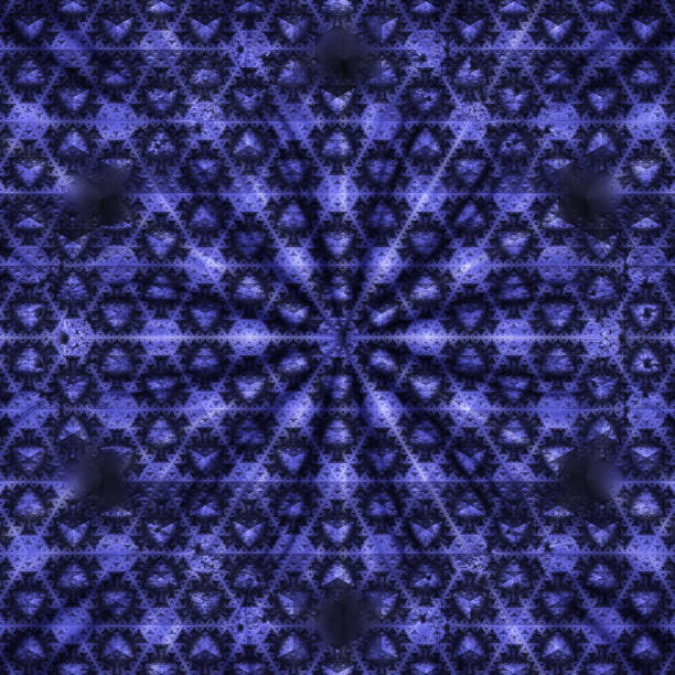 Symmetrical shiny blue hexagon textured fractal background