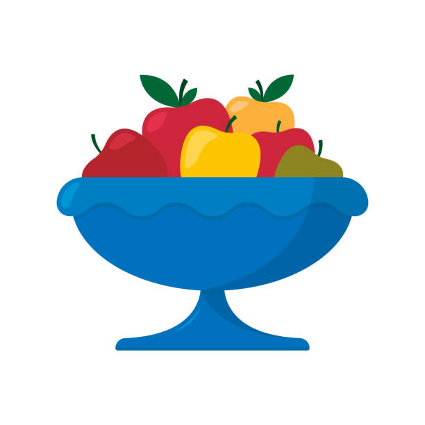 Fruit bowl icon. Color silhouette. Front side view. Vector simple flat graphic illustration. Isolated object on a white background. Isolate. Fruit bowl icon. Color silhouette. Front side view. Vector simple flat graphic illustration. Isolated object on a white background. Isolate. fruit bowl stock illustrations