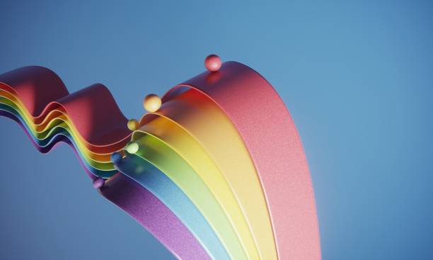 istock Balls Moving On The Multi Colored Ribbons 1398340399
