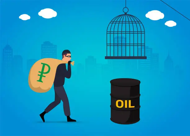 Vector illustration of Economic crisis and oil