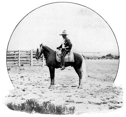 A charro cowboy in Mexico. Vintage halftone etching circa 19th century.