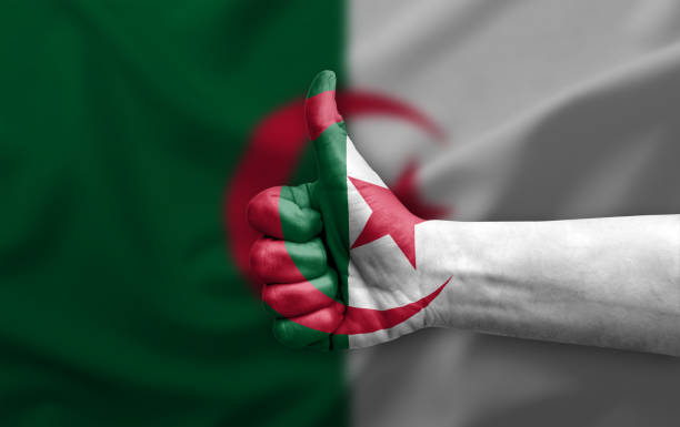 istock Hand making thumb up painted with flag of algeria 1398344270