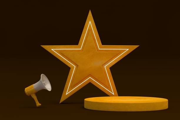 istock Golden podium, product display space 1398347306