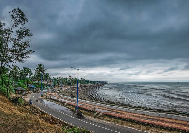 Cloudy day during a cyclonic storm at the coast of West Bengal at Digha Sea Beach on 12December 2021 when Jawad storm made a landfall.