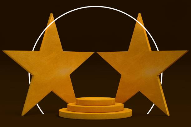 istock Golden podium, product display space 1398347484