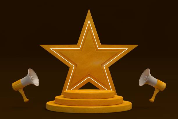 istock Golden podium, product display space 1398347547