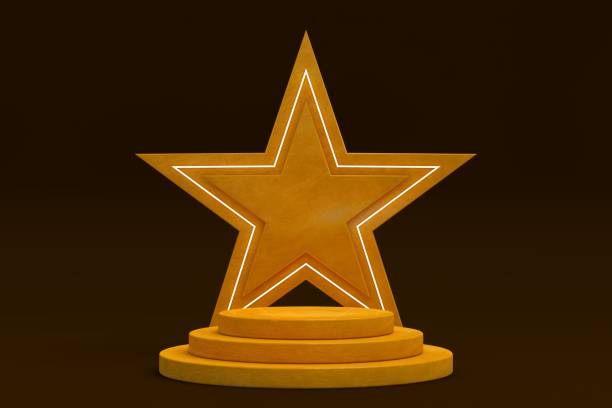 istock Golden podium, product display space 1398348107