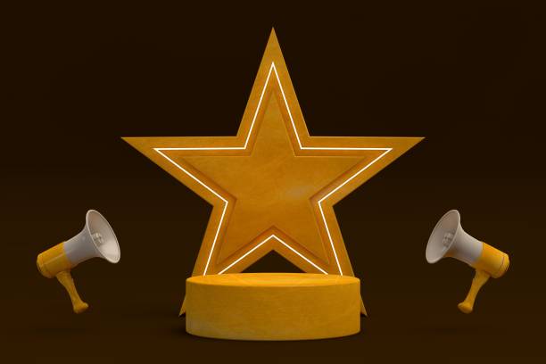 istock Golden podium, product display space 1398348158