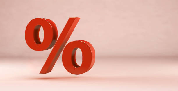 istock Red percent sign isolated from background with copy space 1398350511