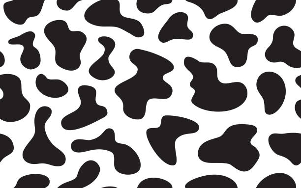 ilustraciones, imágenes clip art, dibujos animados e iconos de stock de patrón de manchas de vaca holstein sin costuras - patrones de azulejos