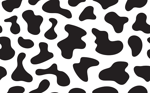 Seamless tileable repeating Holstein cow spots pattern background.